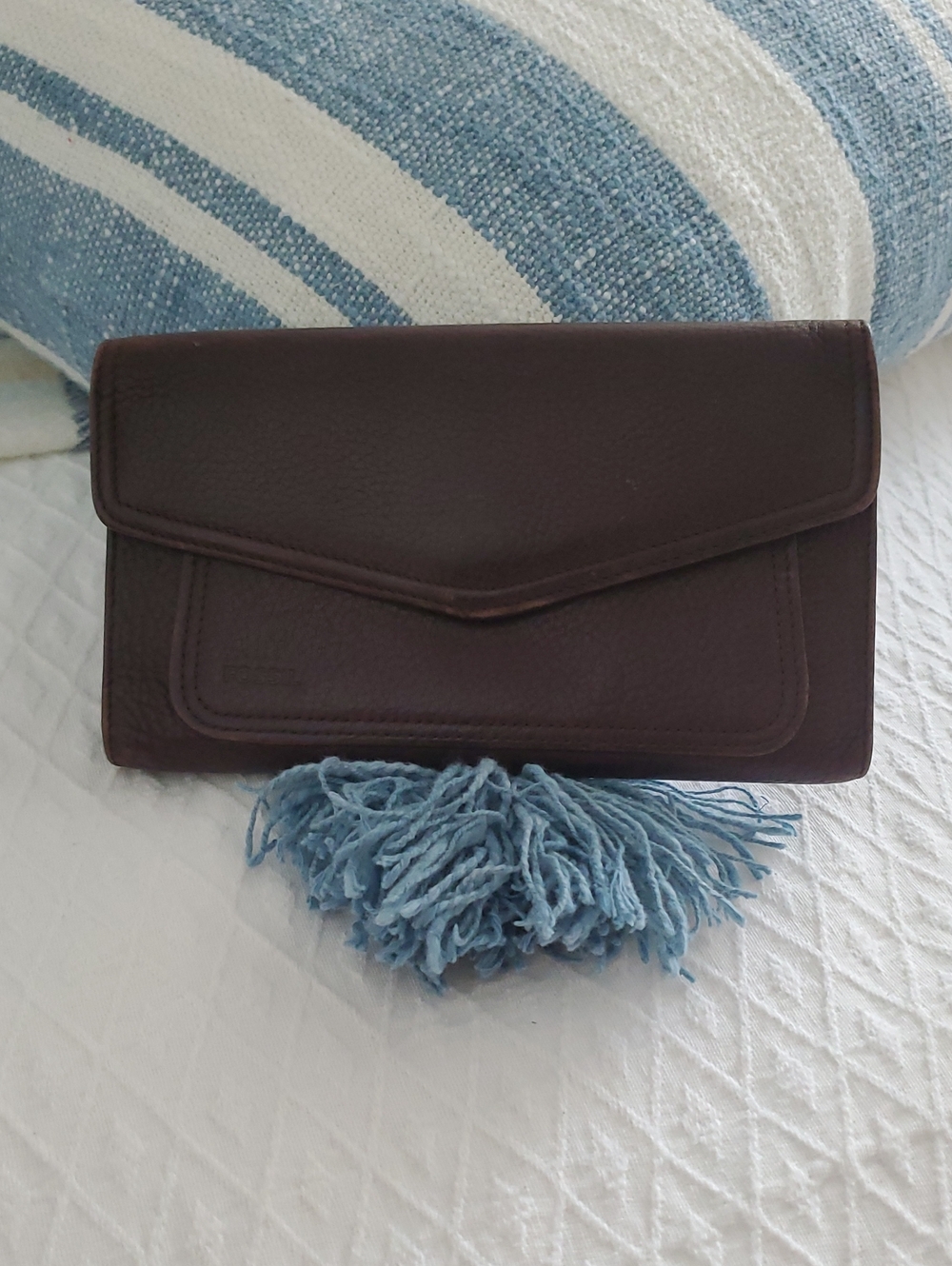 Vintage FOSSIL Brown Soft Genuine Leather Multi Pocket Wallet